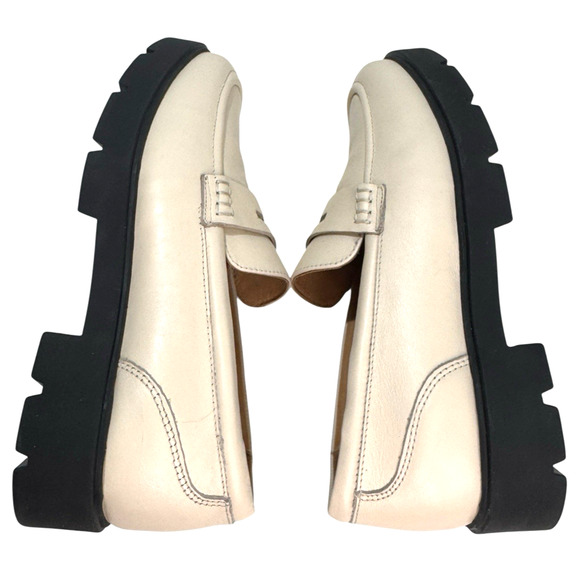 Abeo Boulevard Leather Penny Loafer Beige Size 7 Neutral Lug Sole Slip On - Picture 4 of 8